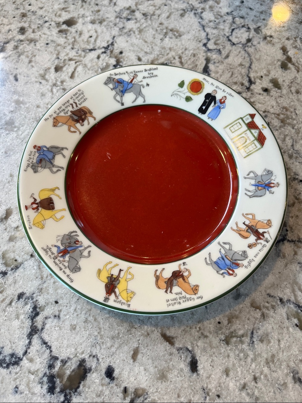 PORSGRUND VINTAGE Dessert Plate Made in Norway 1992 Traditional Norwegian Folk